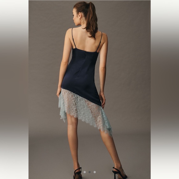 NWT By Anthropologie Lace-Trimmed Dress - Size 14 - Blue Slip Dress - Picture 2 of 6